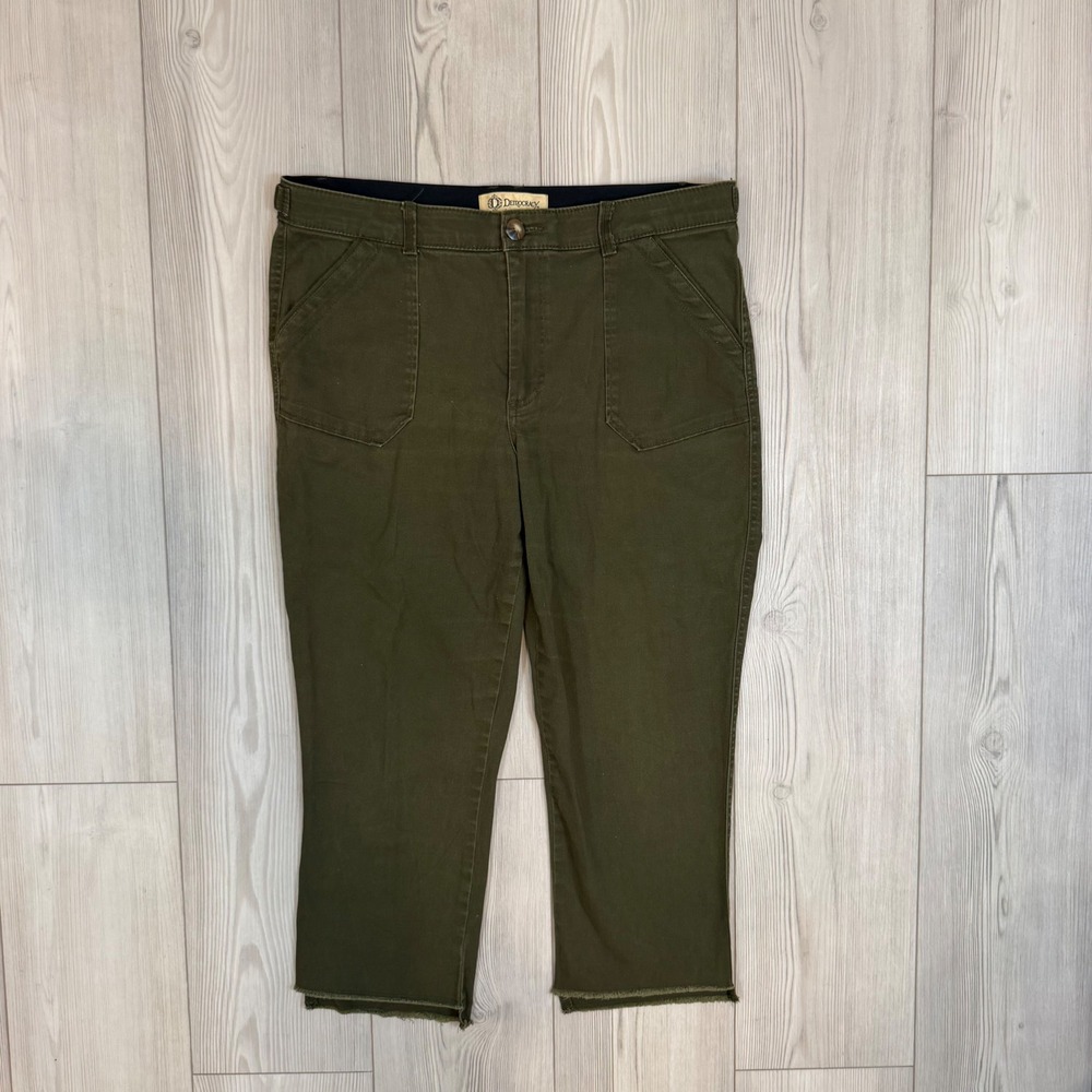 Democracy Absolution Olive Green‎ Cargo Crop Pants Raw Hem 12P BP1309YX2